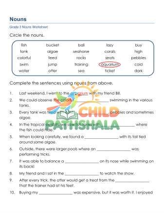 Preview of Grammar Worksheet Grade 3 Nouns 0