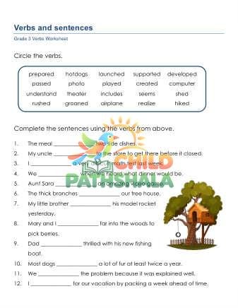 Grammar Worksheet Grade 3 Verbs Sentences 1 Worksheet for Grade 3