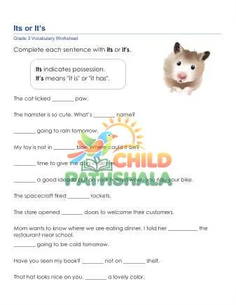 Preview of Its Or It Is Sentences