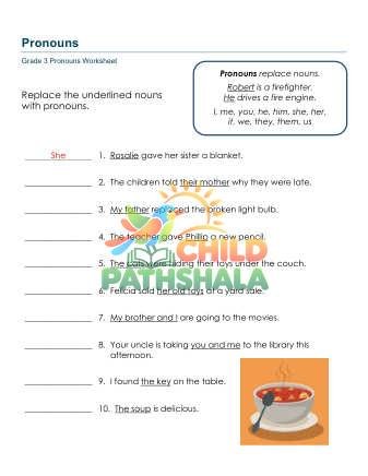 Pronouns A Worksheet for Grade 3