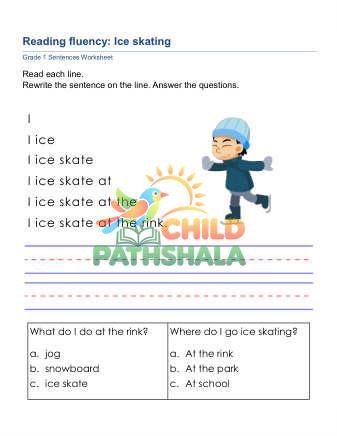 Sentences Reading Fluency C Worksheet for Grade 1