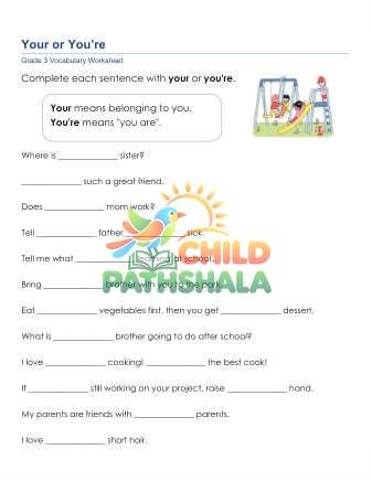 Preview of Your Or You Are Sentences 2