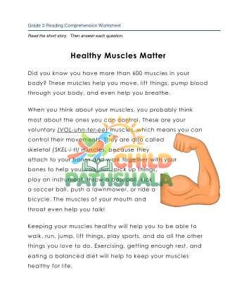 Preview of 3 Reading Healthy Muscles Matter