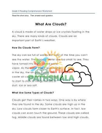 Preview of 3 Reading What Are Clouds