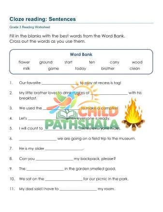 Preview of Cloze Reading Sentences