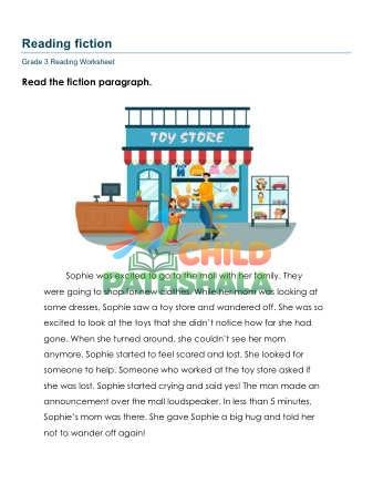 Reading Fiction Paragraphs Worksheet for Grade 3