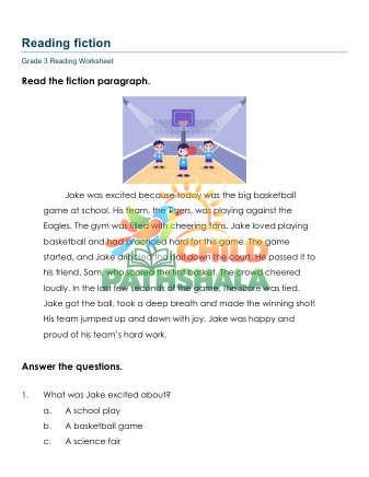 Preview of Reading Fiction Paragraphs