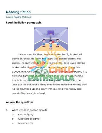 Preview of Reading Fiction Paragraphs