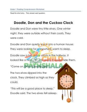 Story Doodle Don And The Cuckoo Clock Worksheet for Grade 1