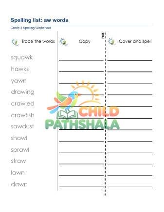 Preview of Spelling List Aw Words