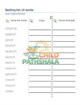 Preview of Spelling List Ch Words