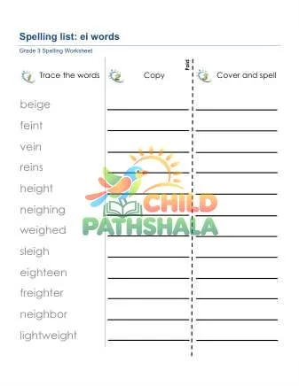 Preview of Spelling List Ei Words