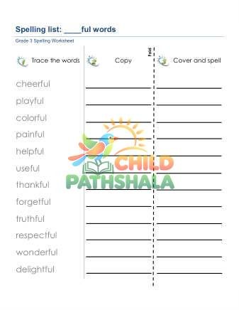 Preview of Spelling List Ful Words