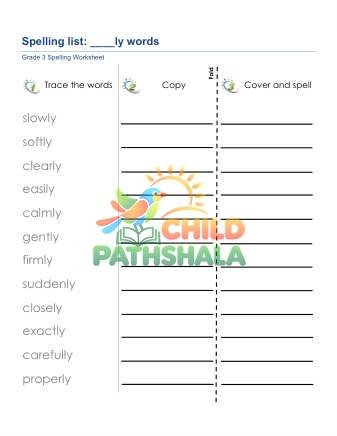 Spelling List Ly Words