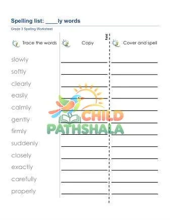 Preview of Spelling List Ly Words