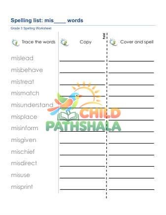 Preview of Spelling List Mis Words