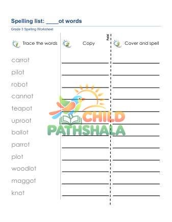 Preview of Spelling List Ot Words