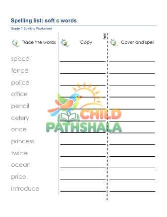 Preview of Spelling List Soft C Words