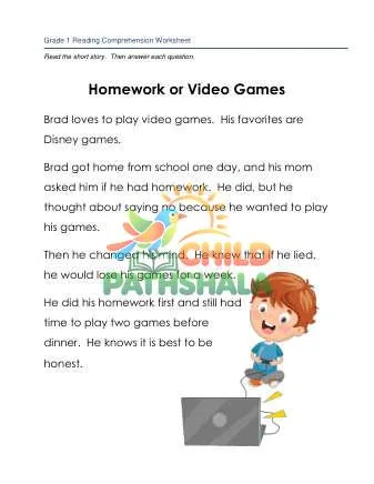 Preview of Story Homework Or Video Games