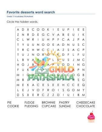 Preview of Desserts Word Search Uppercase