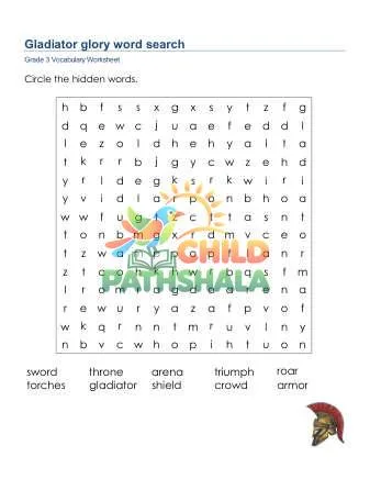 Preview of Gladiator Word Search Lowercase