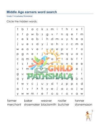 Preview of Middle Age Earners Word Search Lowercase
