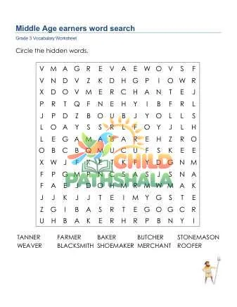 Preview of Middle Age Earners Word Search Uppercase