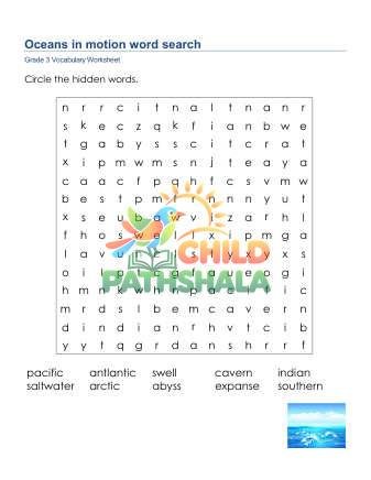 Preview of Oceans Word Search Lowercase