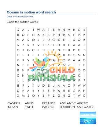 Preview of Oceans Word Search Uppercase