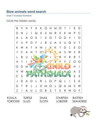 Preview of Slow Animals Word Search Uppercase