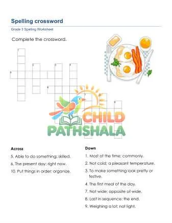 Preview of Spelling Words Crossword