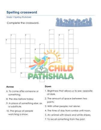 Preview of Spelling Words Crossword Oog