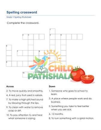 Preview of Spelling Words Crossword Tpr