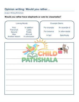 Preview of Opinion Writing Prompts Pbd