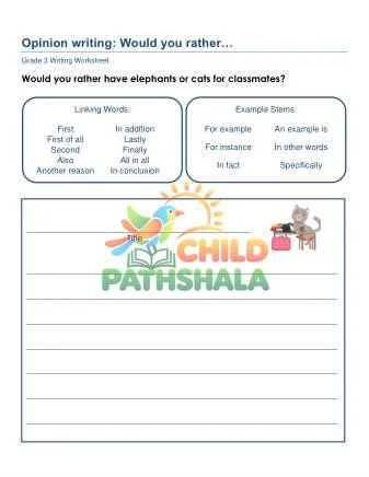 Preview of Opinion Writing Prompts Pbd