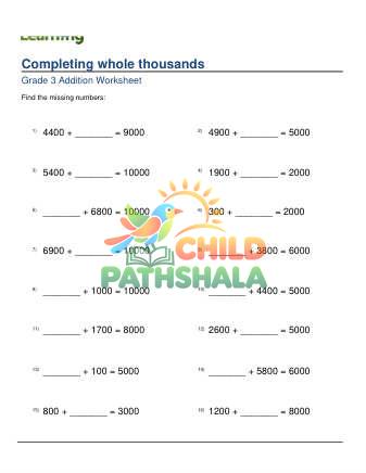 Preview of Adding Complete Whole Thousands C