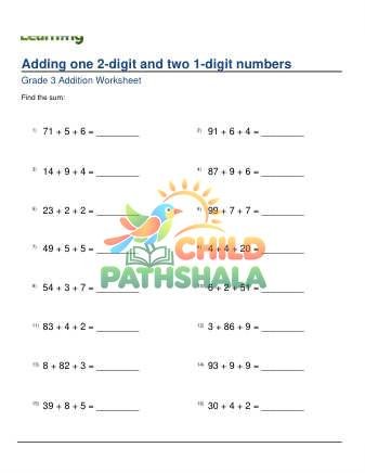 Adding One 2 Digit And Two 1 Digit Numbers C