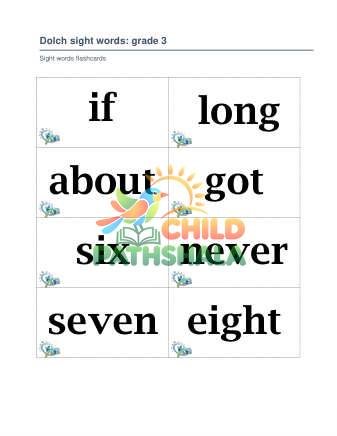 Dolch Third Grade Sight Words Worksheet for Grade 1