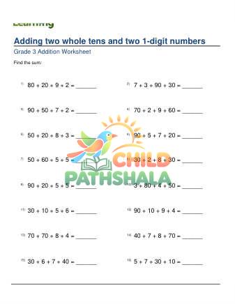 Preview of Adding Two Whole Tens And Two 1 Digit Numbers D