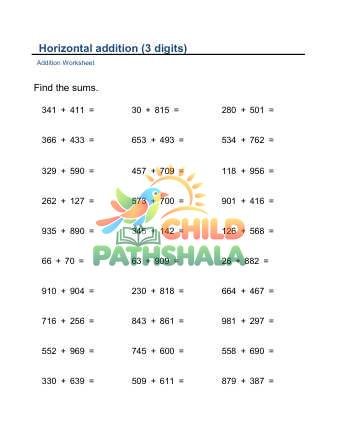 Addition Horizontal 3 Digits D