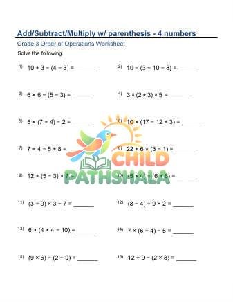 Order Operations Add Sub Mult 4 B