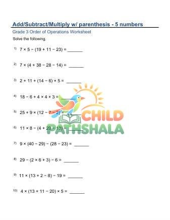 Order Operations Add Sub Mult 5 A