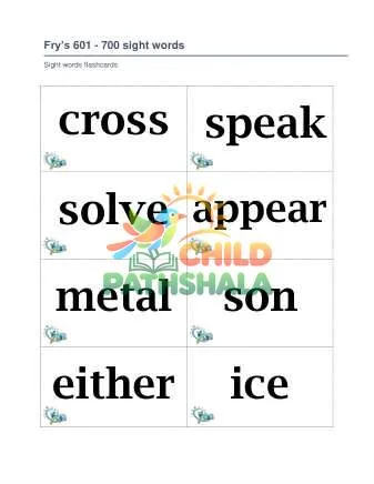 Preview of Fry 601 To 800 Sight Words