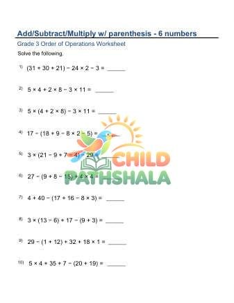 Order Operations Add Sub Mult 6 D
