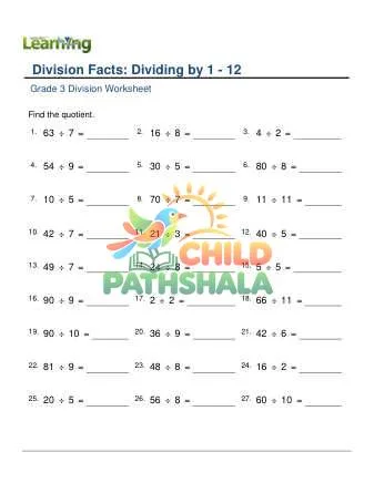 Preview of Division Facts 1 To 12