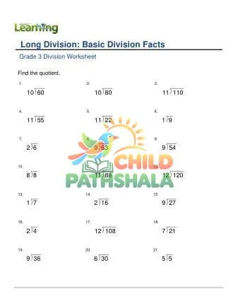 Preview of Long Division Basic Facts
