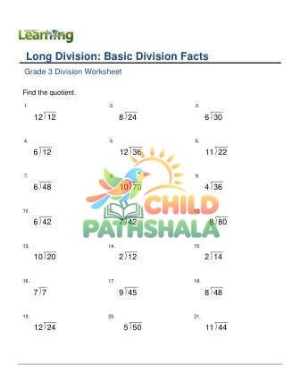 Long Division Basic Facts D