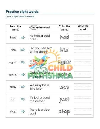 Preview of Sight Words Practice Ejv