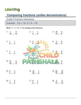 Comparing Fractions Unlike Denominators C