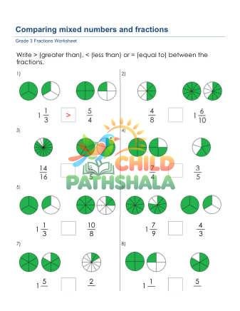Comparing Mixed Numbers And Fractions A Worksheet for Grade 3